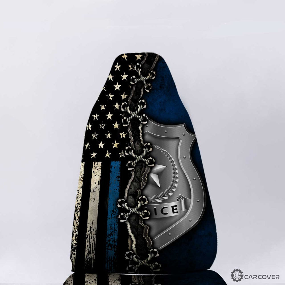 Personalized Police Car Seat Covers Custom Thin Blue Line