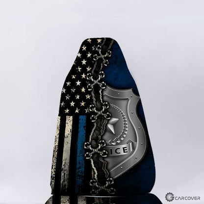 Personalized Police Car Seat Covers Custom Thin Blue Line