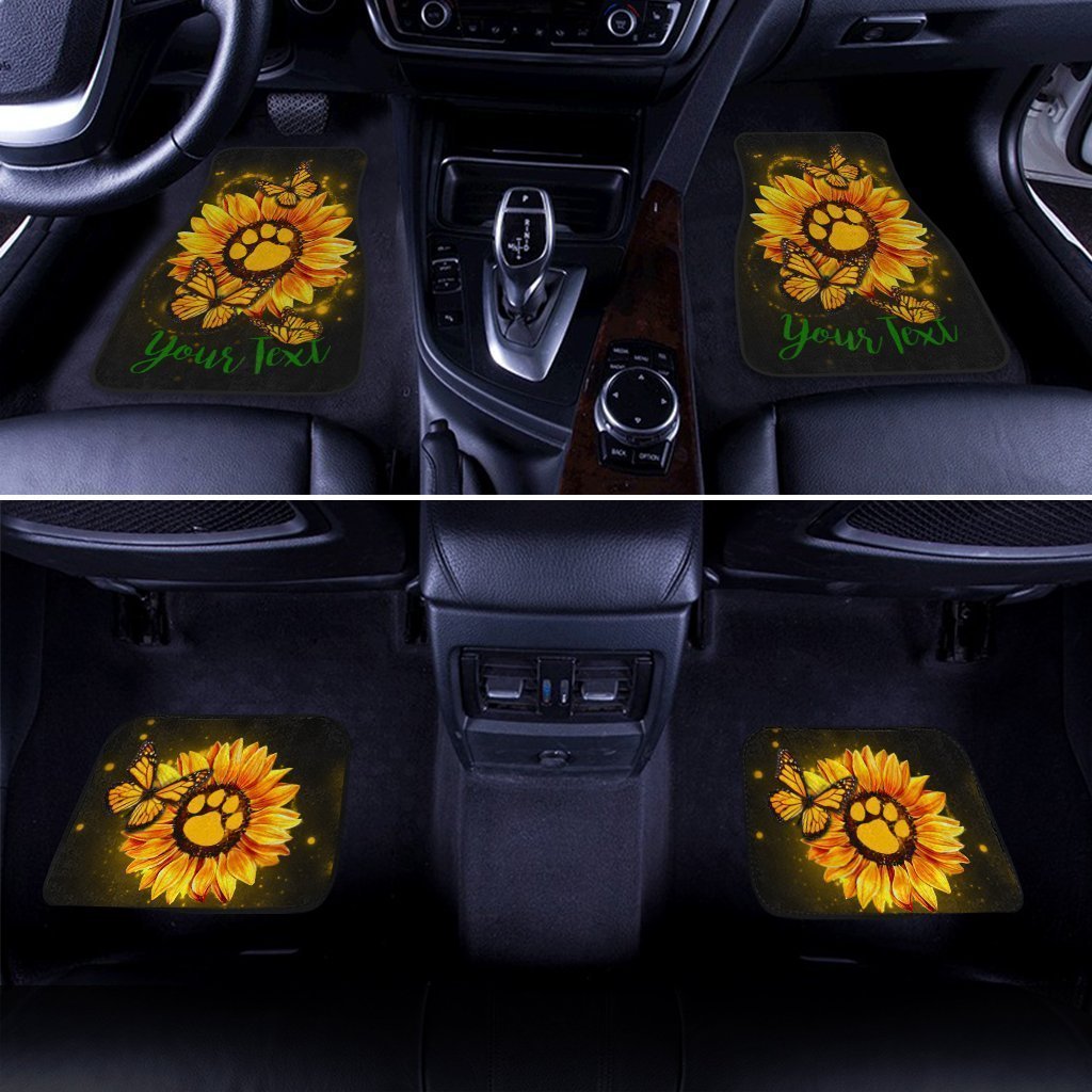 Personalized Sunflower Car Floor Mats Custom Dog Paw Car Accessories