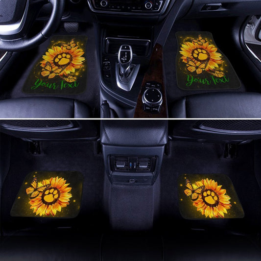Personalized Sunflower Car Floor Mats Custom Dog Paw Car Accessories