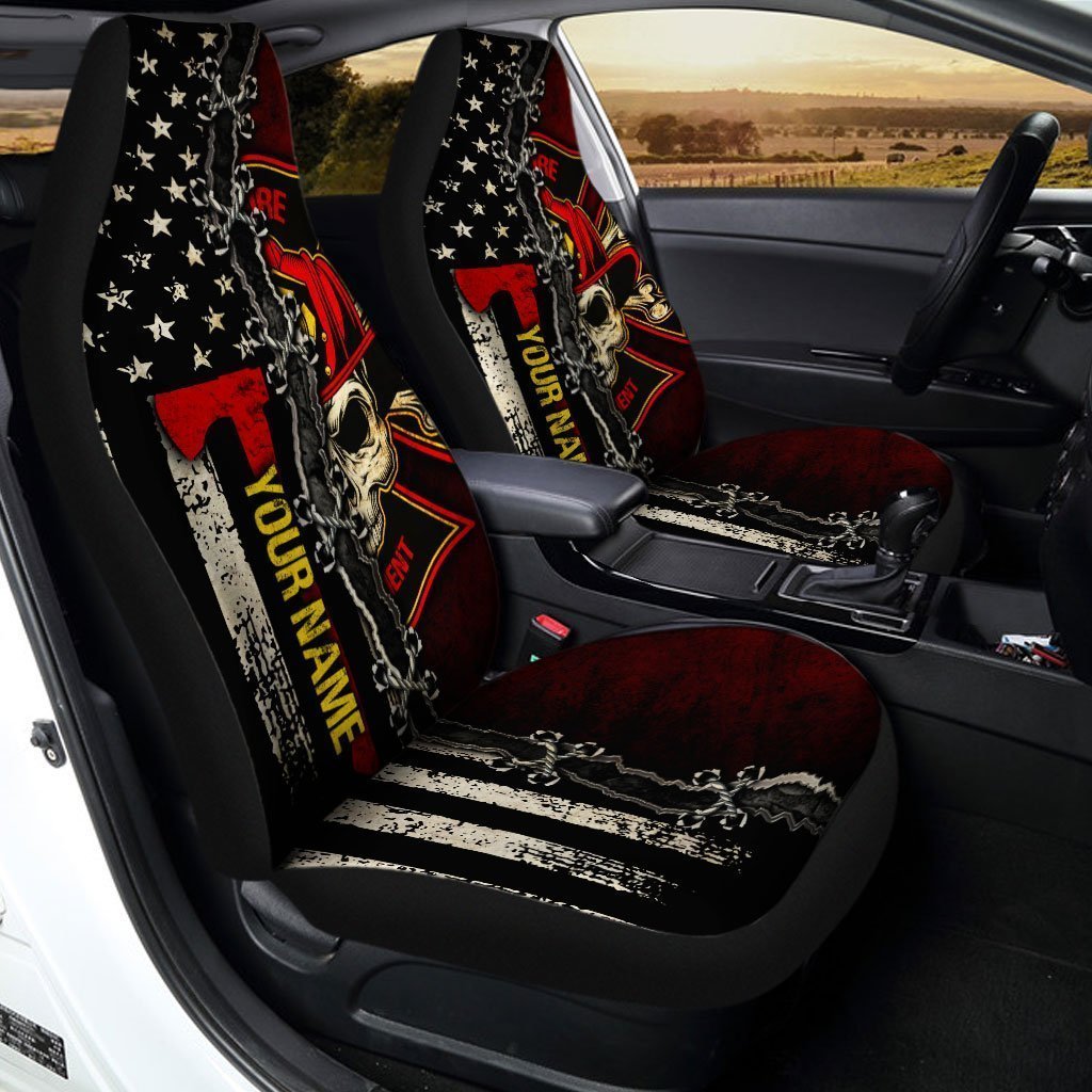Personalized The Thin Red Line Car Seat Covers Custom Firefighter Car Accessories