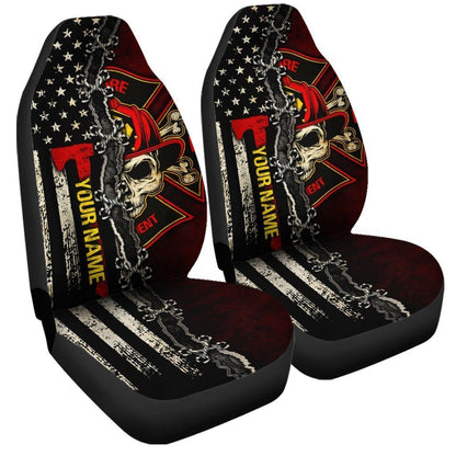 Personalized The Thin Red Line Car Seat Covers Custom Firefighter Car Accessories