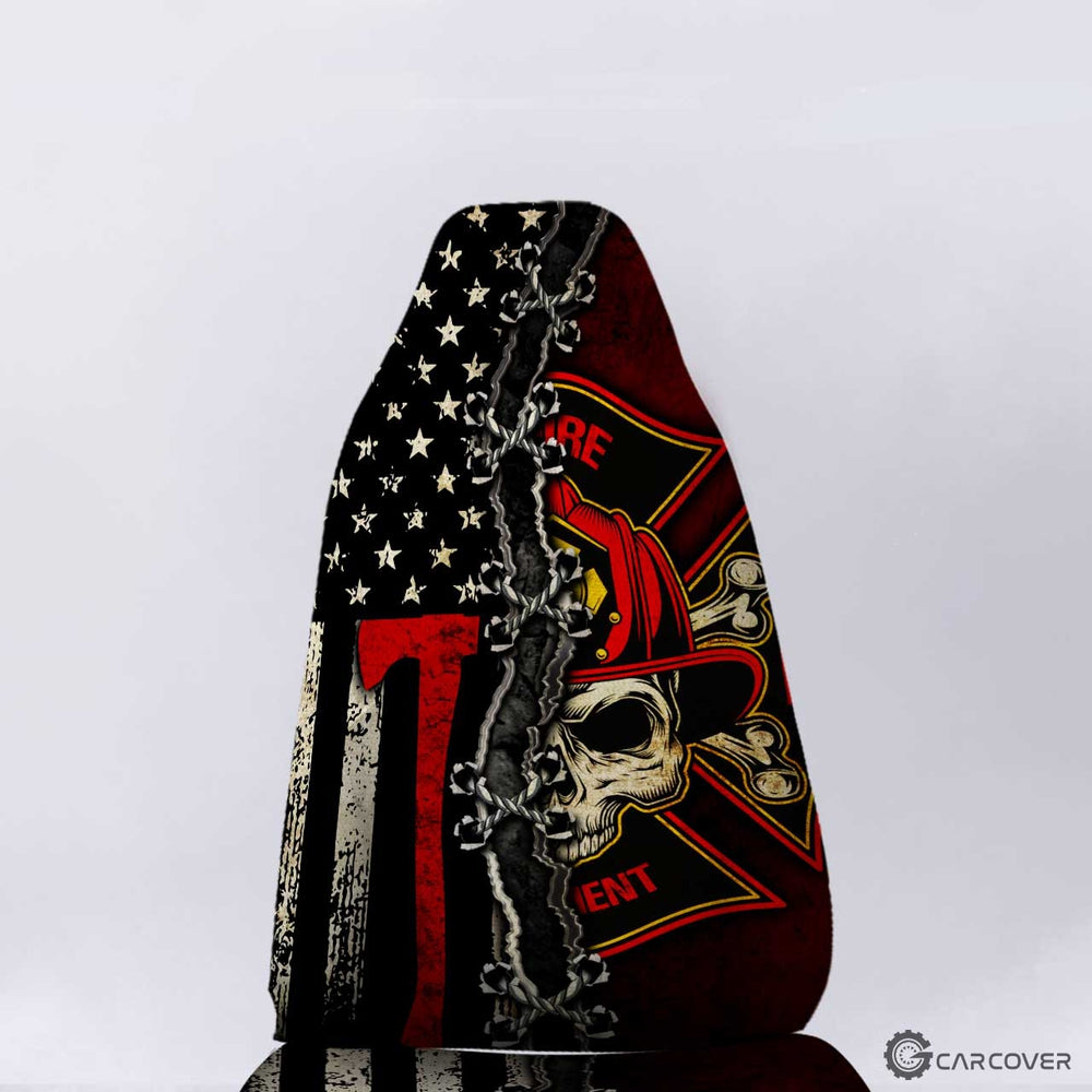 Personalized The Thin Red Line Car Seat Covers Custom Firefighter Car Accessories