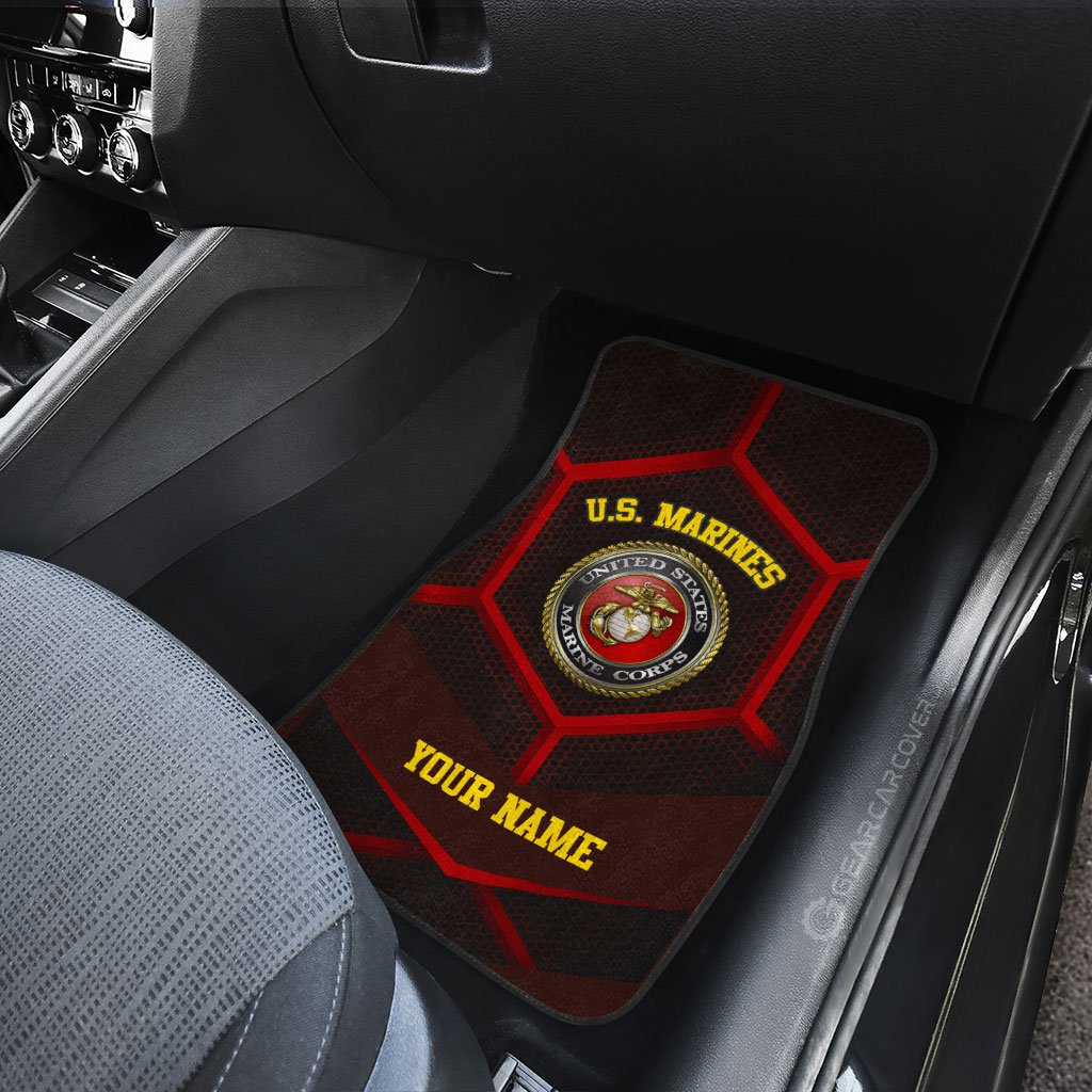 Personalized U.S. Marine Corps Car Floor Mats Customized Name US Military Car Accessories