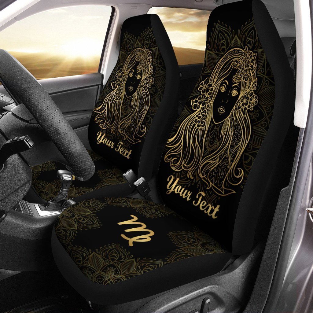 Personalized Virgo Car Seat Covers Custom Name Zodiac Sign Car Accessories