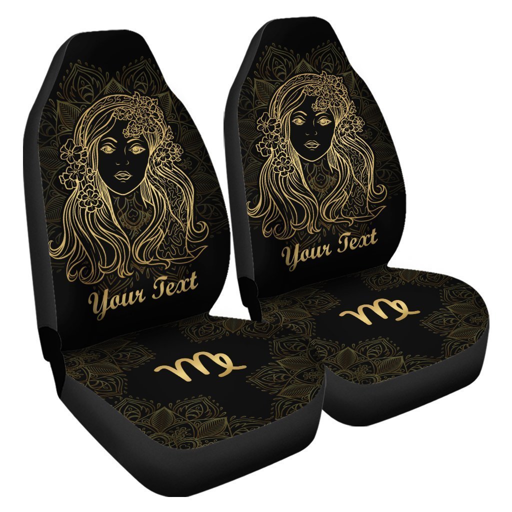 Personalized Virgo Car Seat Covers Custom Name Zodiac Sign Car Accessories