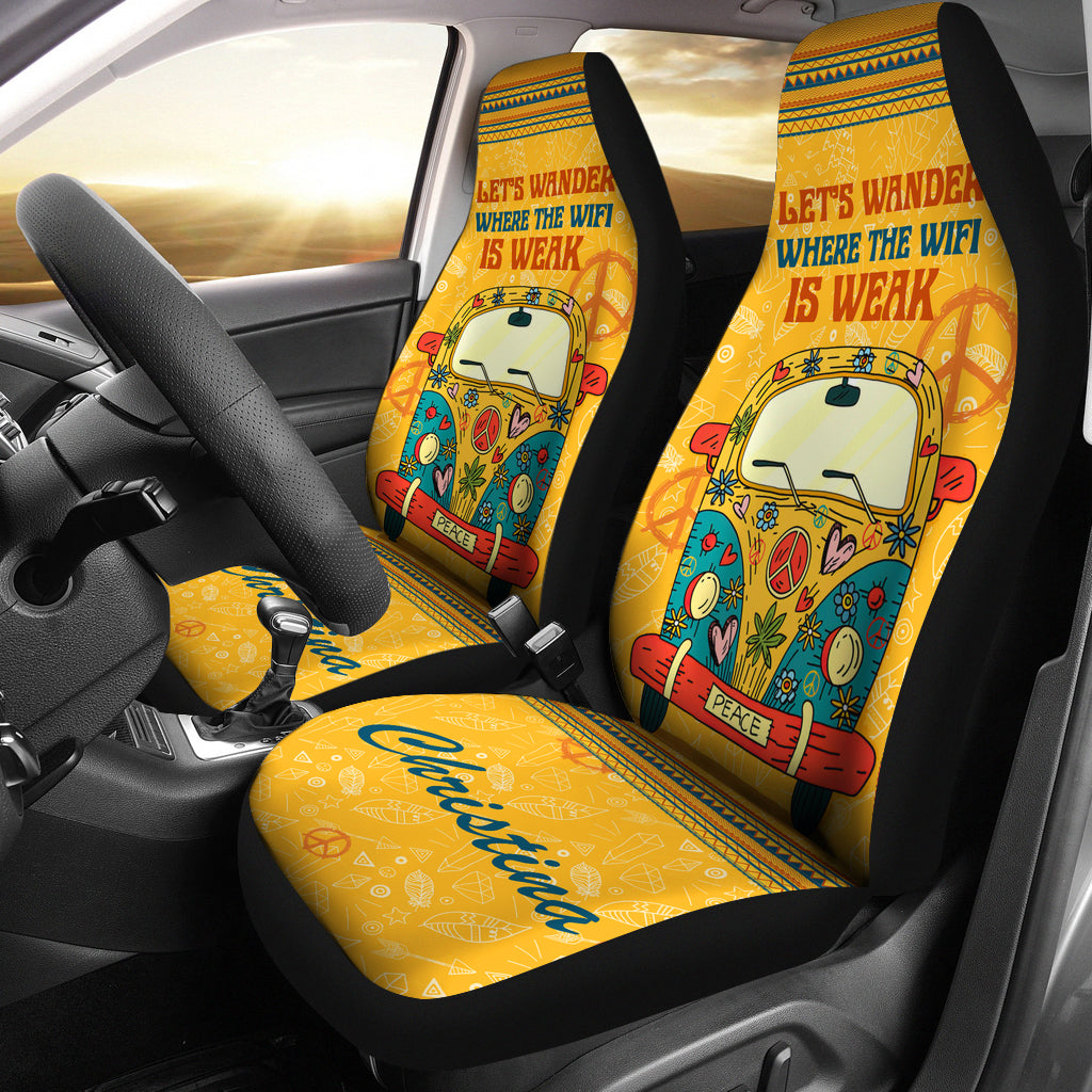 Personalized Yellow Hippie Van Trip Car Seat Cover