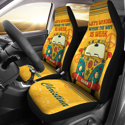 Personalized Yellow Hippie Van Trip Car Seat Cover