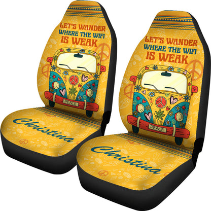 Personalized Yellow Hippie Van Trip Car Seat Cover