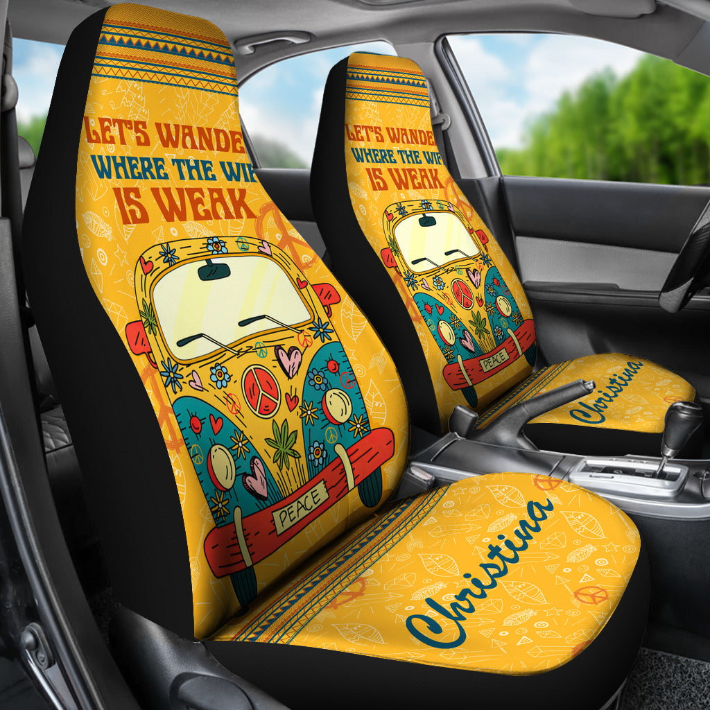 Personalized Yellow Hippie Van Trip Car Seat Cover
