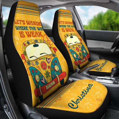 Personalized Yellow Hippie Van Trip Car Seat Cover