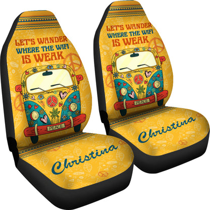Personalized Yellow Hippie Van Trip Car Seat Cover