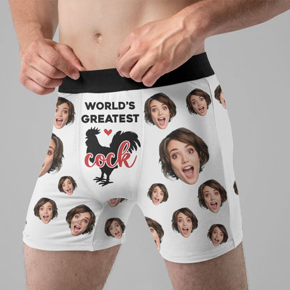 World's Greatest Cock - Personalized Photo Men's Boxer Briefs - Valentine's Day Gifts For Men, Husband, Him, Boyfriend