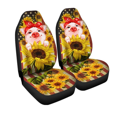 Pig Sunflower Car Seat Covers Custom Farm Animal Car Interior Accessories