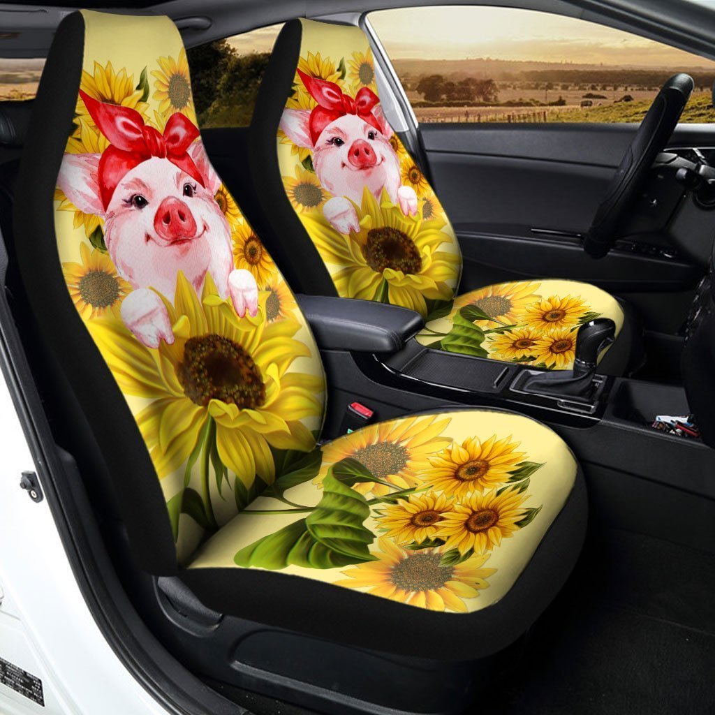 Pig Sunflower Car Seat Covers Cute Car Accessories