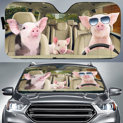 Pigs Car All Over Printed 3D Sun Shade