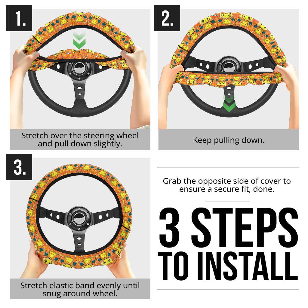 Pikachu Charizard Car Steering Wheel Cover 1