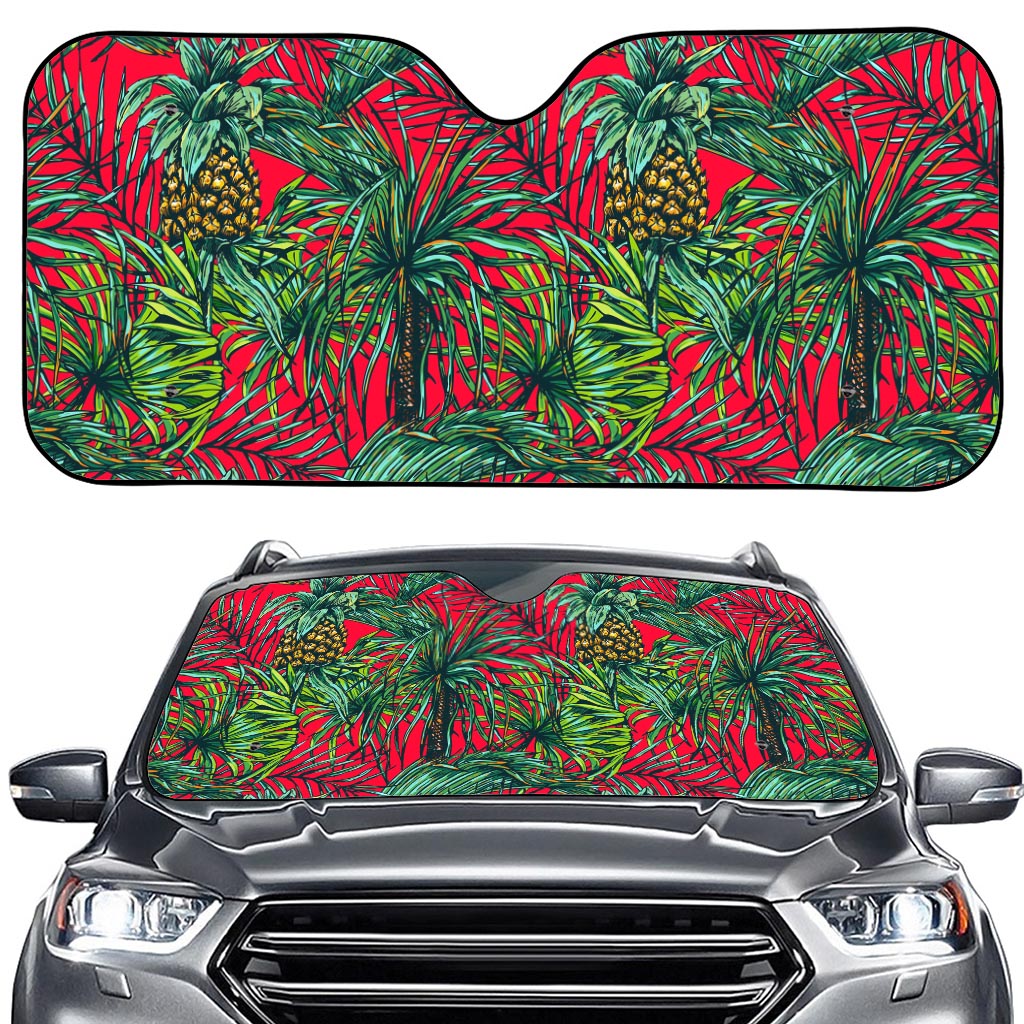 Pineapple Leaves Hawaii Pattern Print Car Windshield Sun Shade
