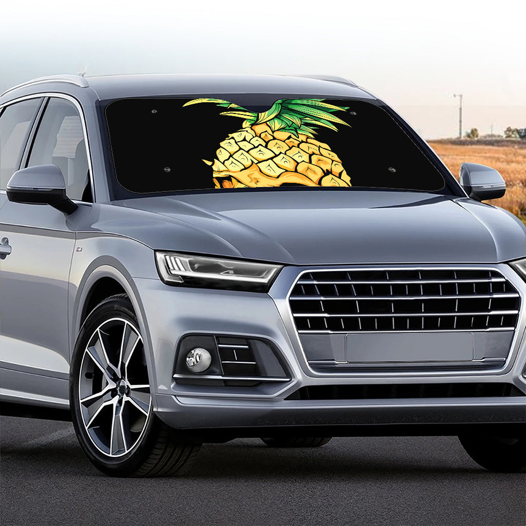 Pineapple Skull Print Car Windshield Sun Shade