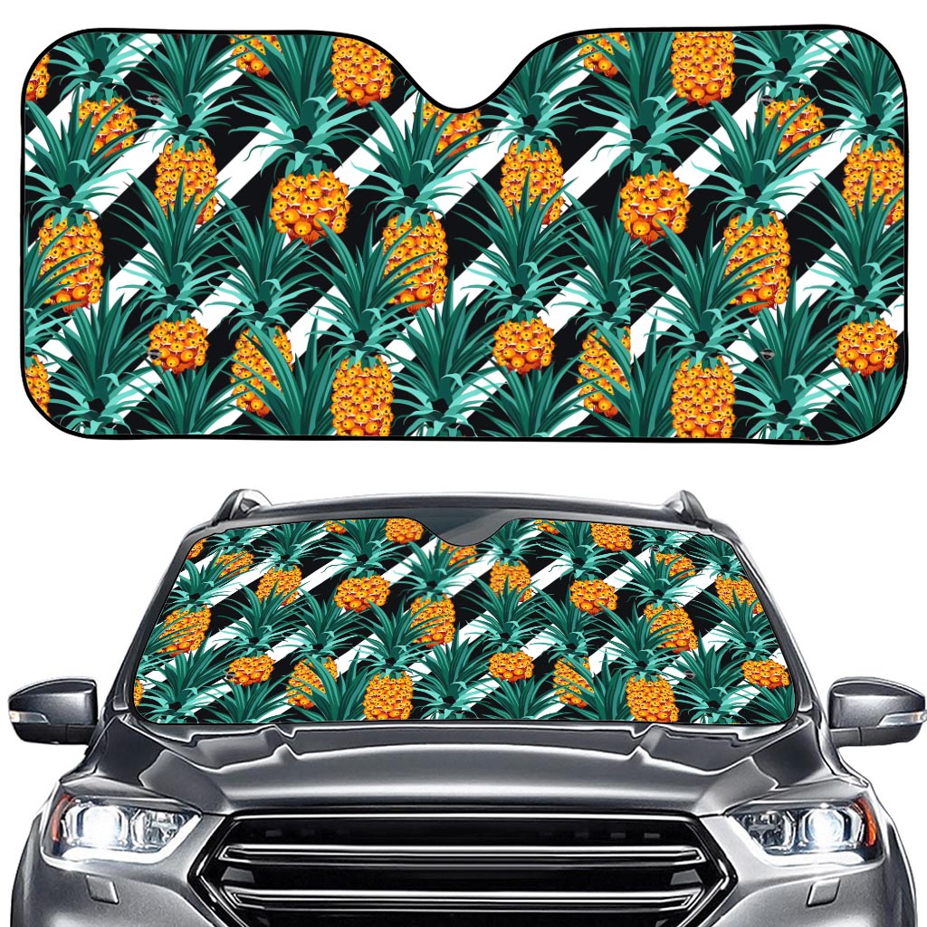 Pineapple Striped Pattern Print Car Windshield Sun Shade