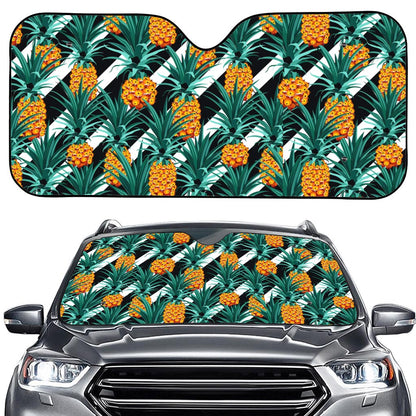 Pineapple Striped Pattern Print Car Windshield Sun Shade