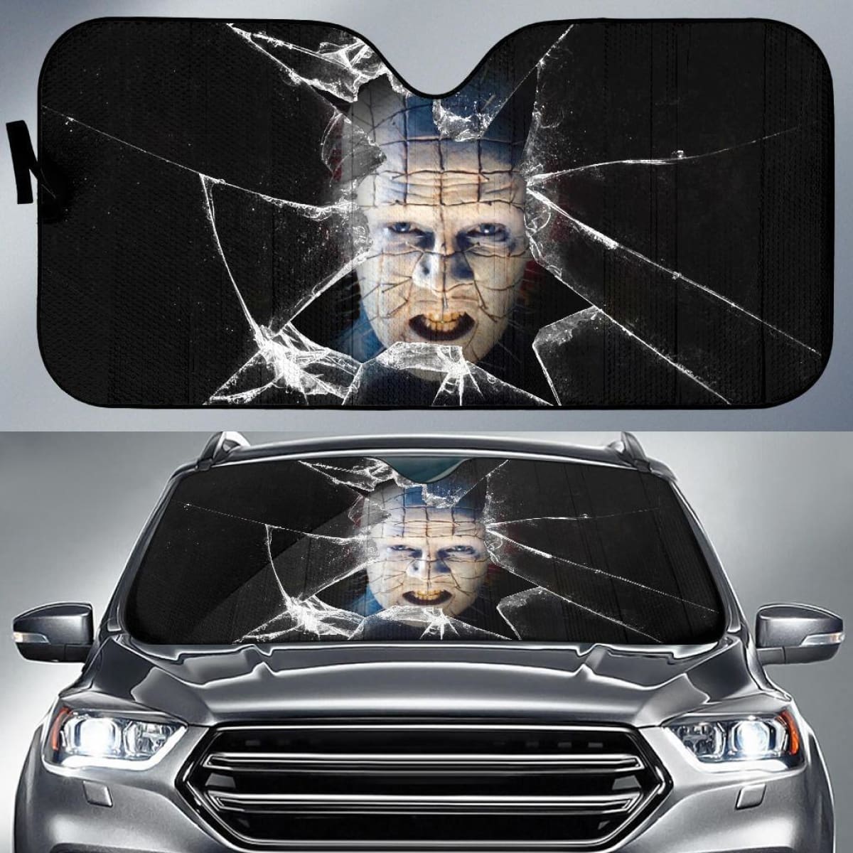 Pinhead Car Auto Sun Shade Horror Windshield Broken Glass Universal Fit 174503