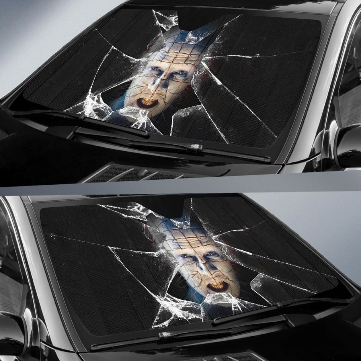 Pinhead Car Auto Sun Shade Horror Windshield Broken Glass Universal Fit 174503