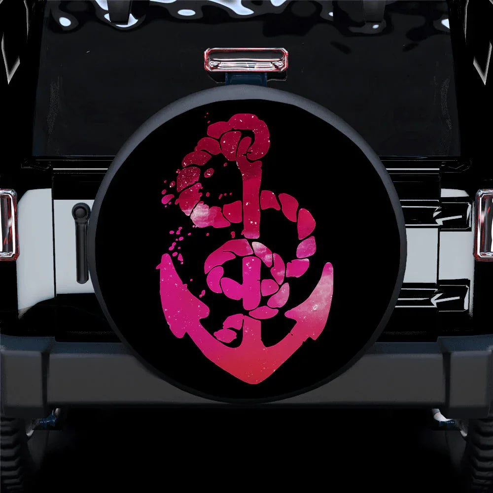 Pink Anchor Jeep Car Leather Spare Tire Cover - PersonalizedFury