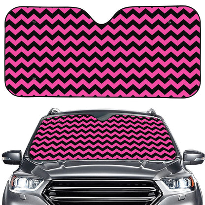 Pink And Black Chevron Pattern Print Car Windshield Sun Shade