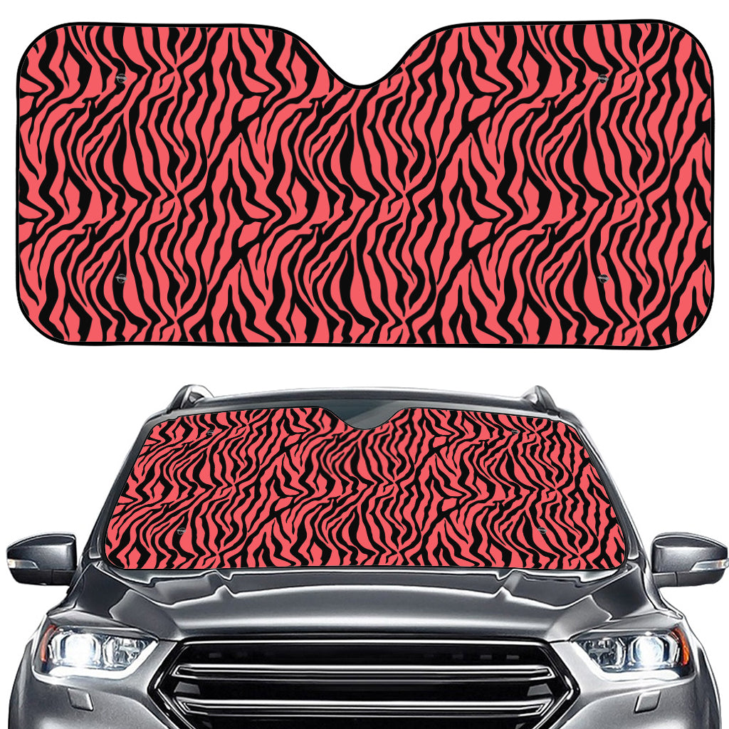 Pink And Black Tiger Stripe Print Car Windshield Sun Shade