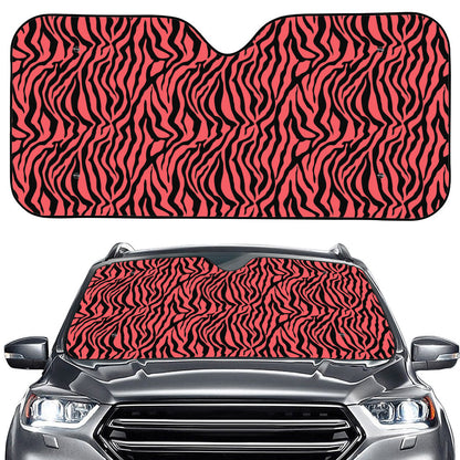 Pink And Black Tiger Stripe Print Car Windshield Sun Shade