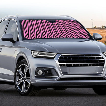 Pink And Black Zigzag Pattern Print Car Windshield Sun Shade