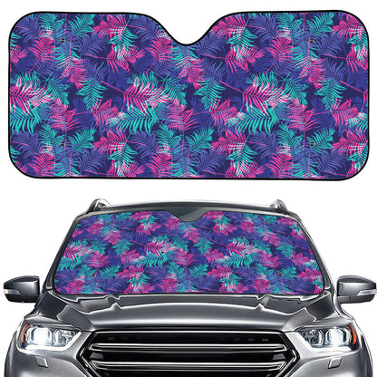 Pink And Blue Tropical Palm Leaf Print Car Windshield Sun Shade