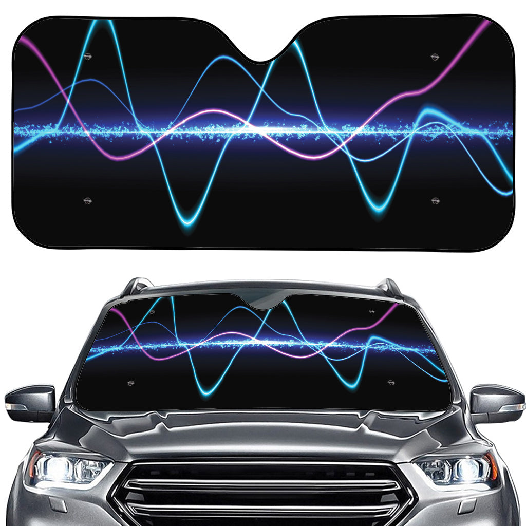 Pink And Teal Sound Wave Print Car Windshield Sun Shade