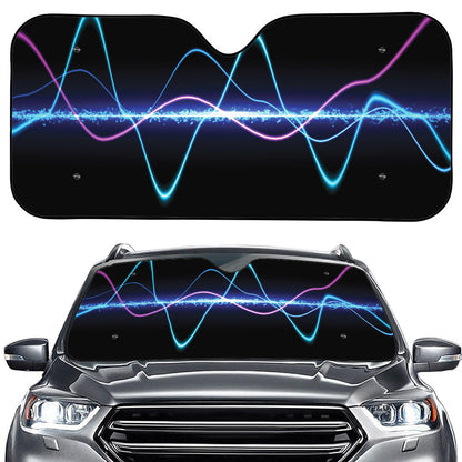 Pink And Teal Sound Wave Print Car Windshield Sun Shade