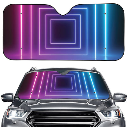 Pink And Teal Tunnel Lights Print Car Windshield Sun Shade