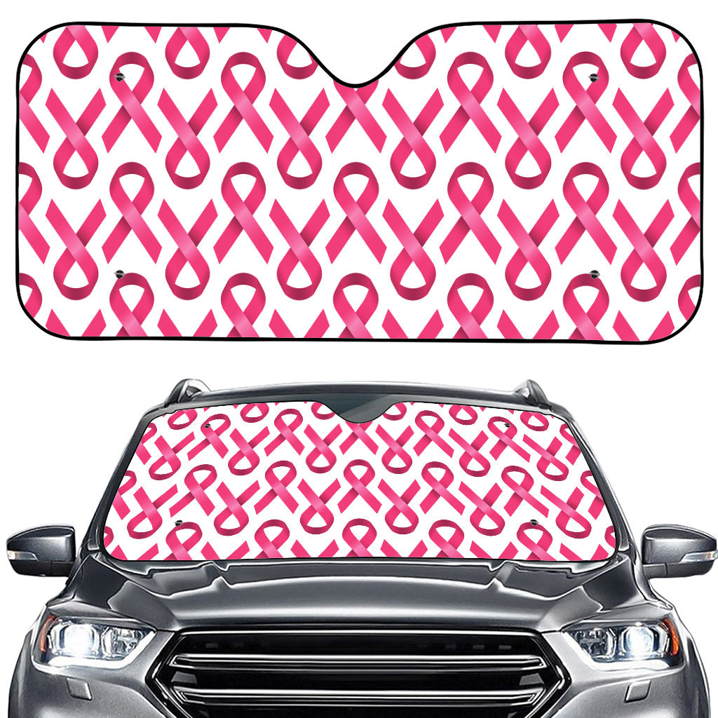 Pink And White Breast Cancer Print Car Windshield Sun Shade