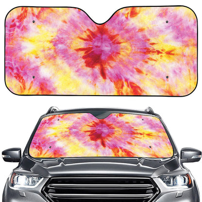 Pink And Yellow Tie Dye Print Car Windshield Sun Shade