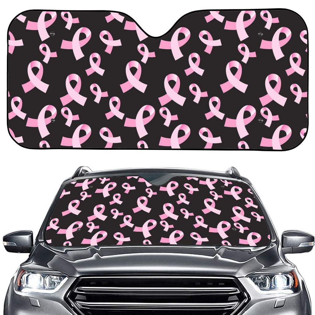 Pink Breast Cancer Ribbon Pattern Print Car Windshield Sun Shade
