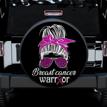 Pink Breast Cancer Warrior Jeep Car Leather Spare Tire Cover - PersonalizedFury