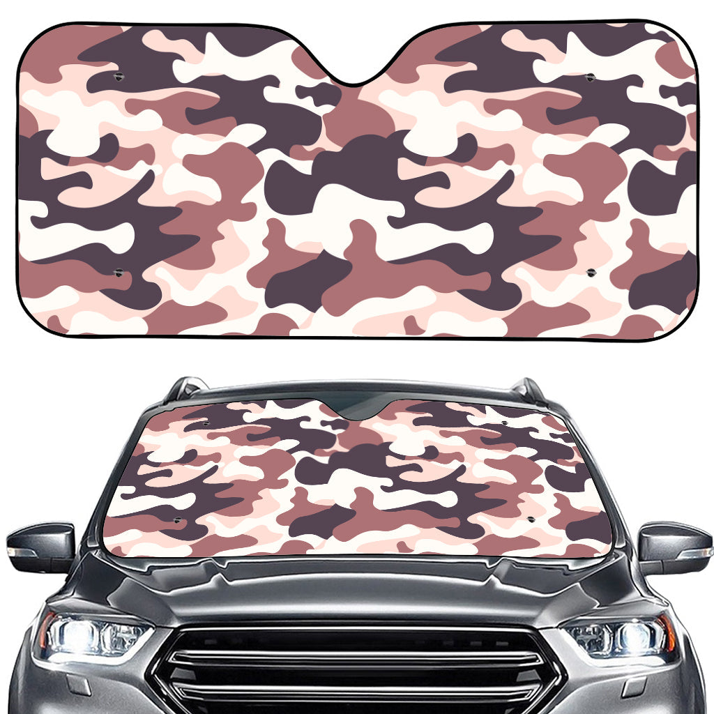 Pink Brown Camouflage Print Car Windshield Sun Shade