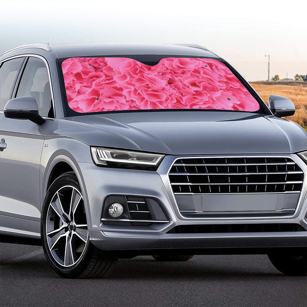 Pink Carnation Flower Print Car Windshield Sun Shade