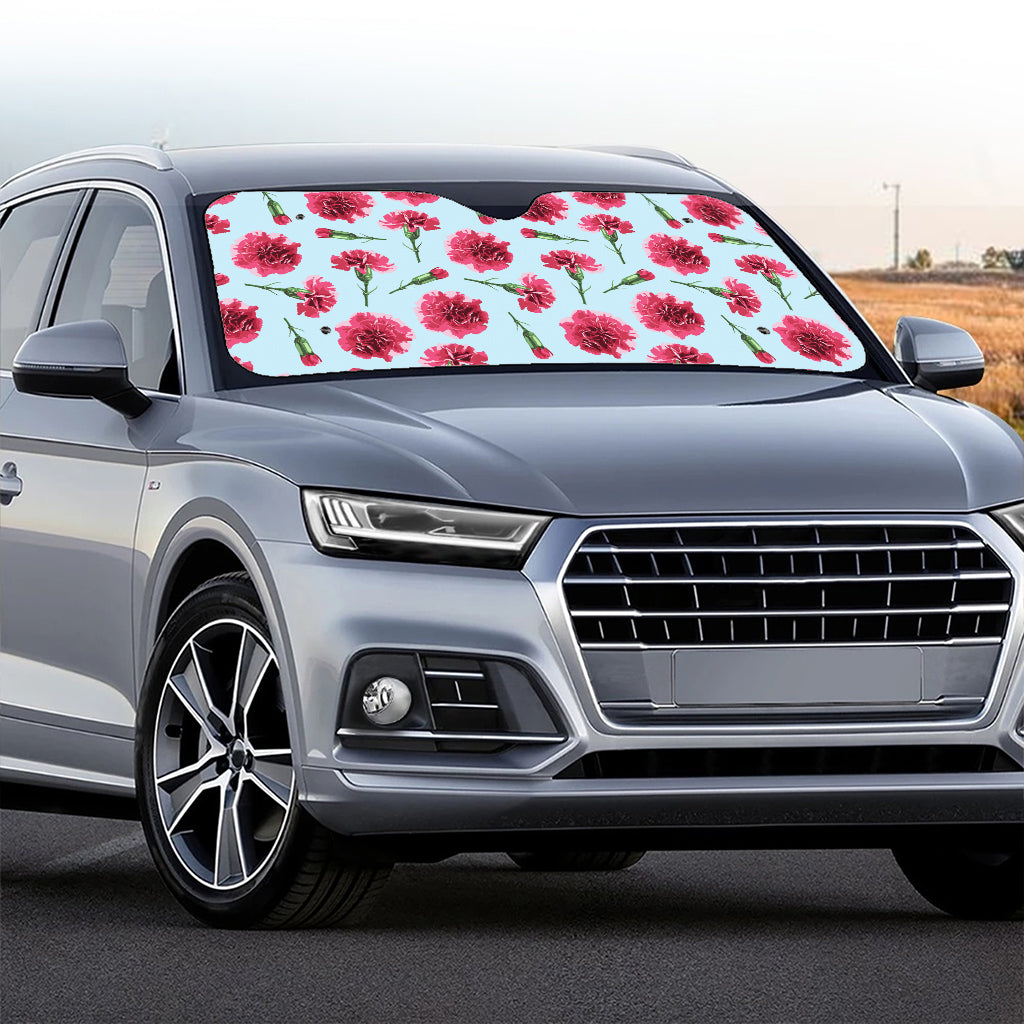 Pink Carnation Pattern Print Car Windshield Sun Shade