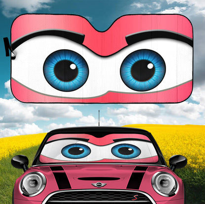 Pink Cartoon Eyes Car Auto Sunshades