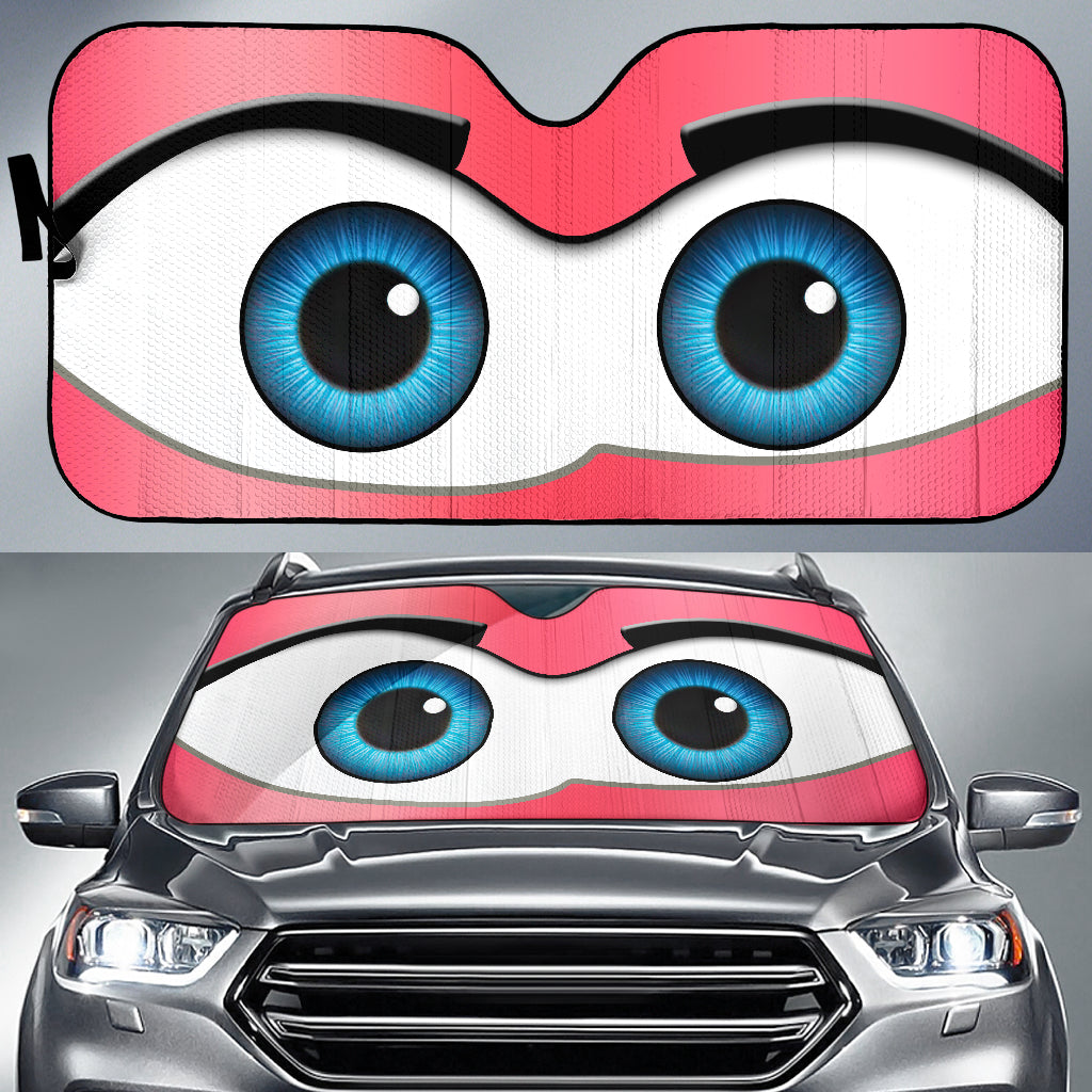Pink Cartoon Eyes Car Auto Sunshades