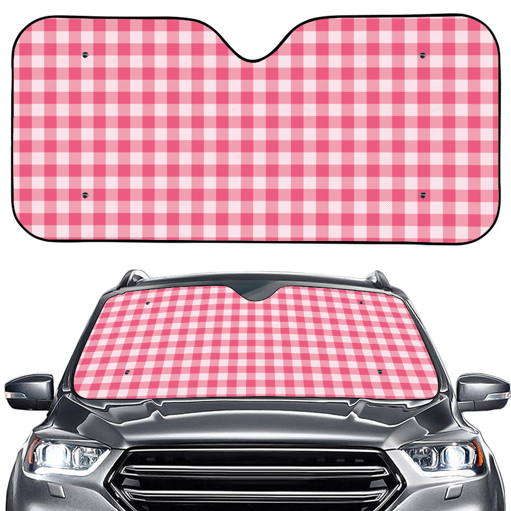 Pink Check Pattern Print Car Windshield Sun Shade