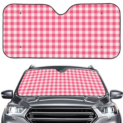 Pink Check Pattern Print Car Windshield Sun Shade