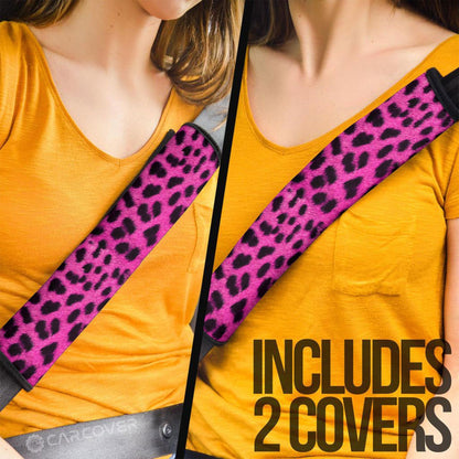 Pink Cheetah Skin Seat Belt Covers Custom Animal Skin Printed Car Interior Accessories