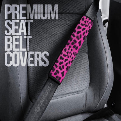 Pink Cheetah Skin Seat Belt Covers Custom Animal Skin Printed Car Interior Accessories