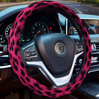 Pink Cheetah Skin Steering Wheel Cover Custom Animal Skin Printed Car Interior Accessories